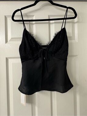 Abercrombie & Fitch Black Lace Satin Cami Top Small NWT
